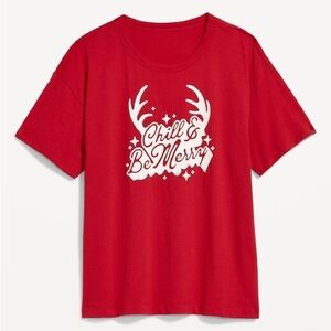 Chill & Be Merry Matching Holiday-Graphic T-Shirt for Women